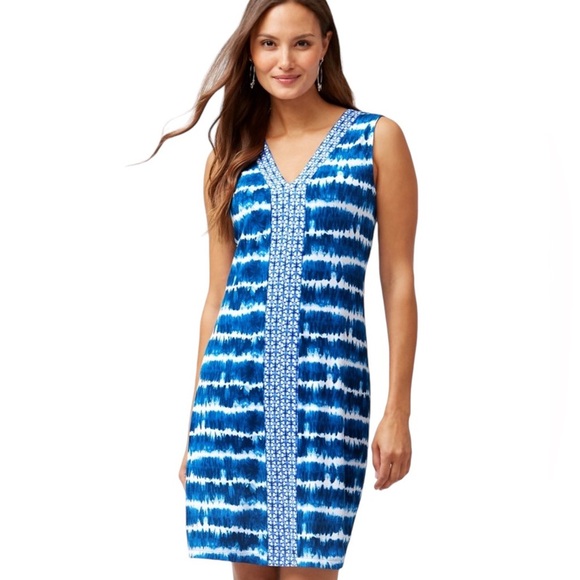 Tommy Bahama Oliana Striped Shift Dress Blue - Picture 1 of 8